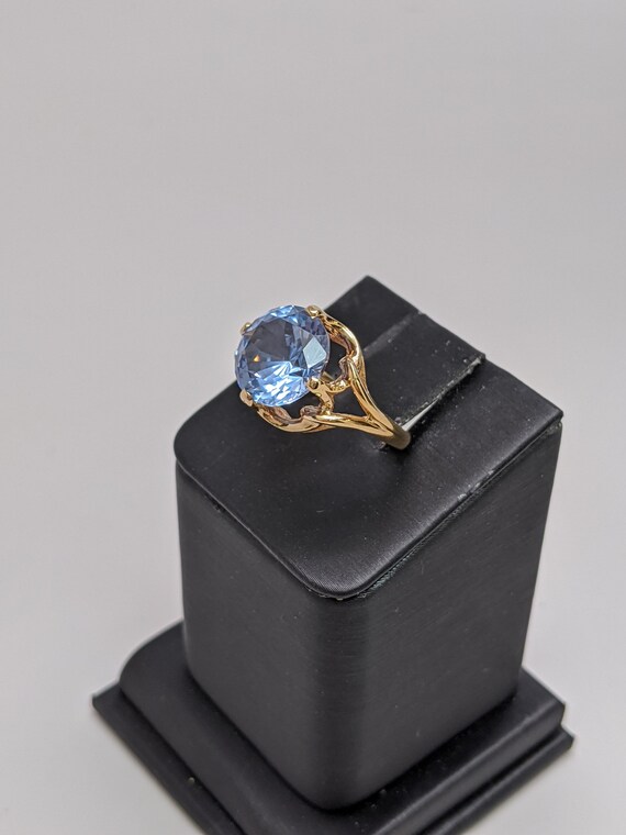 Cathedral Blue Topaz Ring 10k Yellow Gold - image 4
