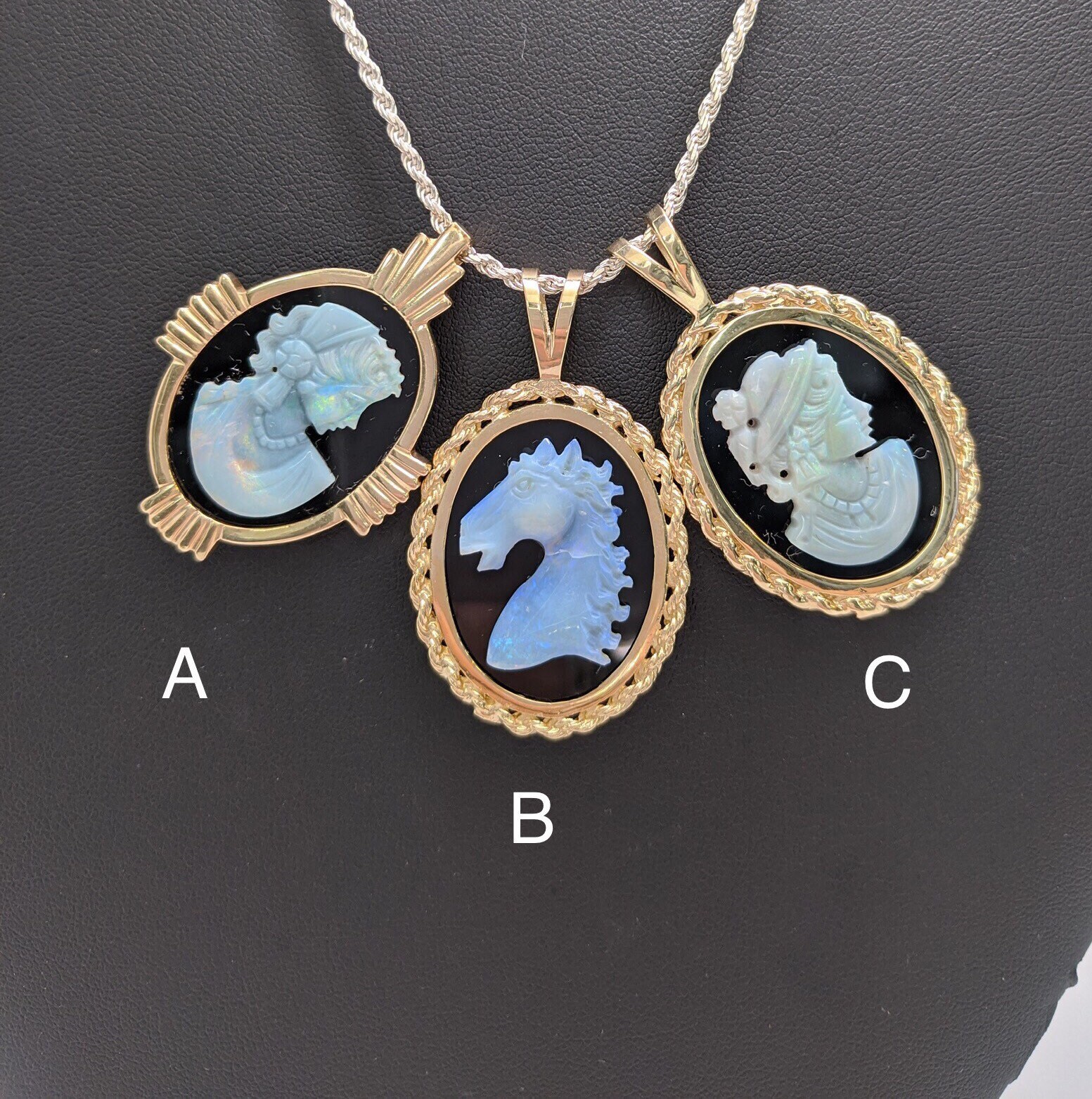 Opal and Onyx Cameo - Etsy