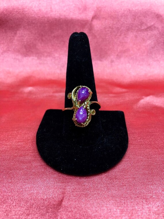 Vintage Star Ruby Ring 14K Yellow Gold - image 2