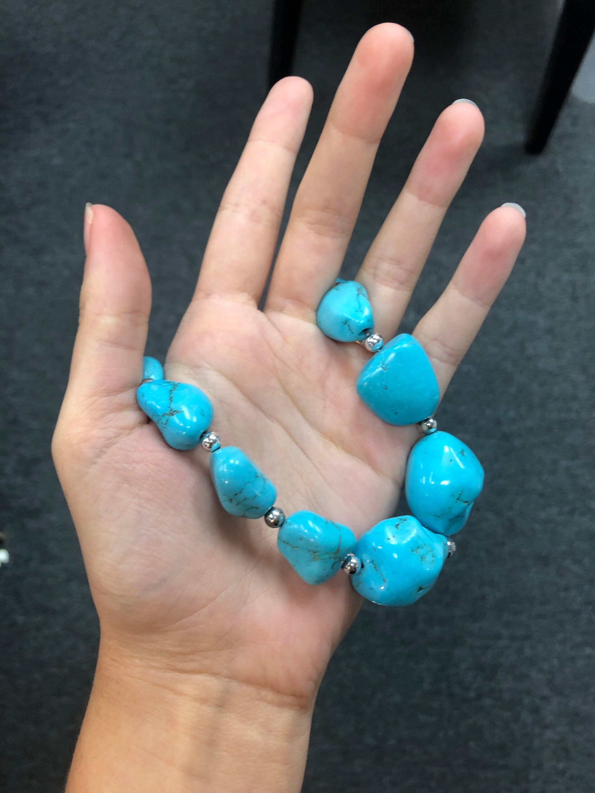 Turquoise and Bead Necklace - Etsy