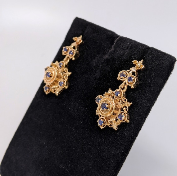 Victorian Style Sapphire Earrings - image 1