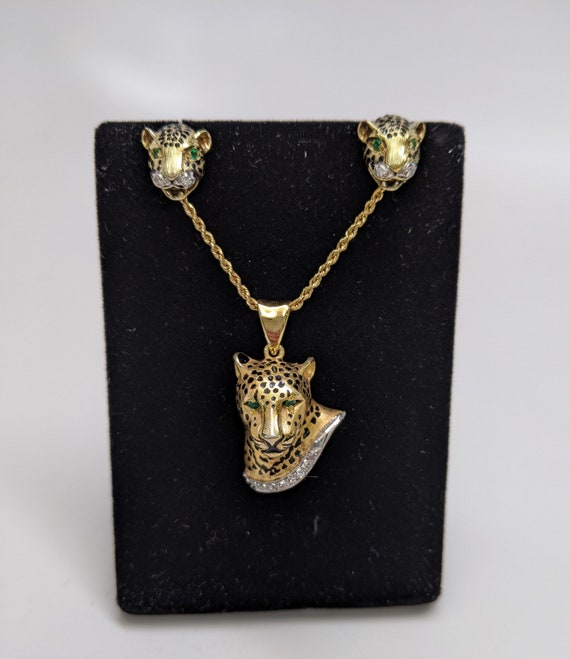 Cheetah Pendant and Earring Set