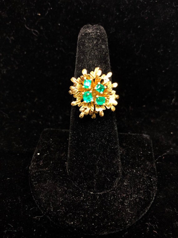 Victorian Emerald Ring 18K Yellow Gold - image 3