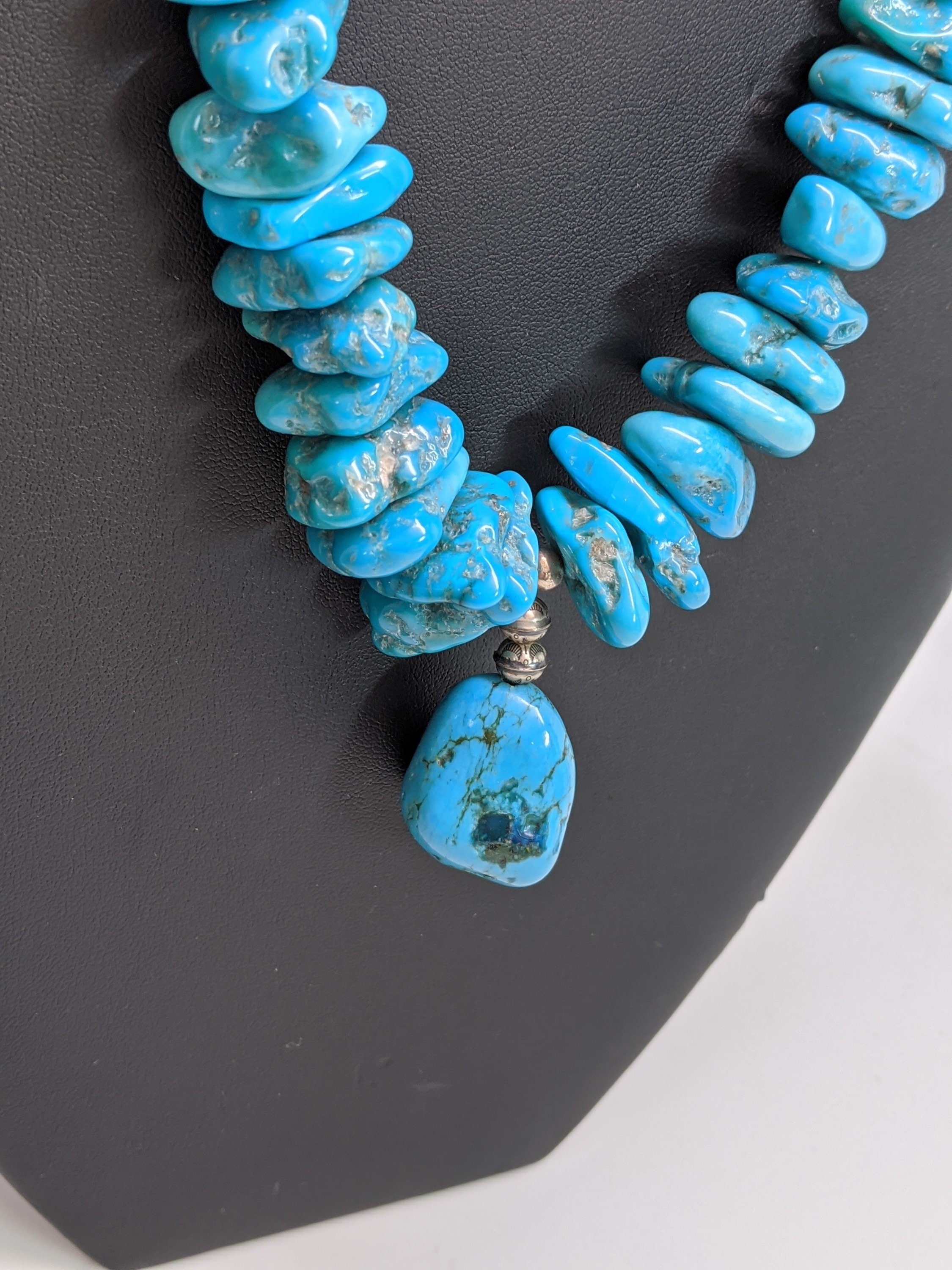 アクセサリー Vintage Silver Beads Turquoise Necklace Vintage 925 Sterling Silver Faceted Turquoise Pearl Square