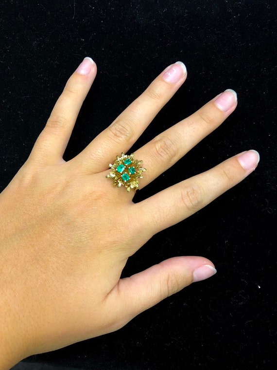 Victorian Emerald Ring 18K Yellow Gold - image 2
