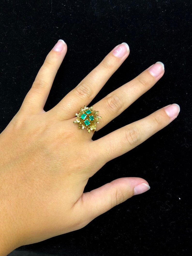 Victorian Emerald Ring 18K Yellow Gold image 2