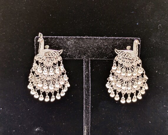 Vintage Peacock Dangle Earrings