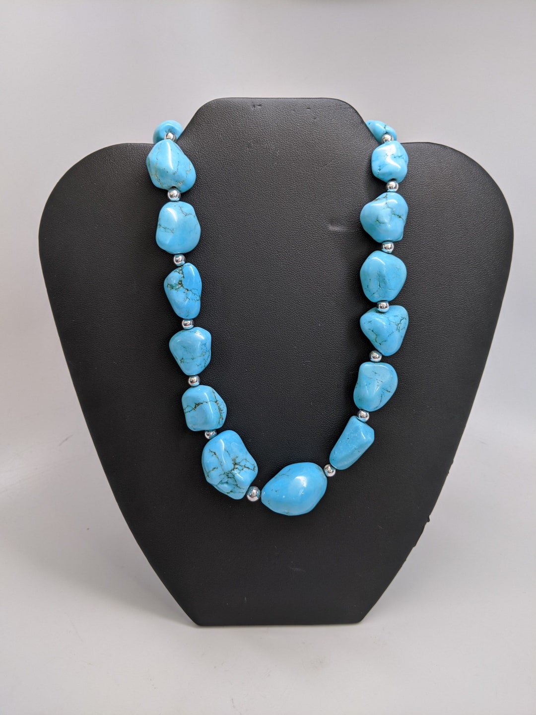 Turquoise and Bead Necklace - Etsy