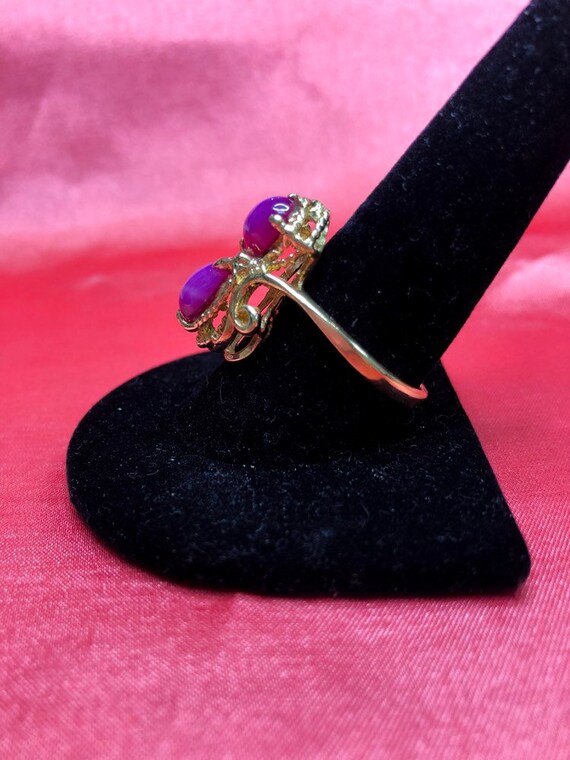 Vintage Star Ruby Ring 14K Yellow Gold - image 4