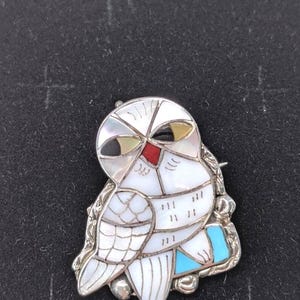 Sterling Zuni Owl Pin/ pendant
