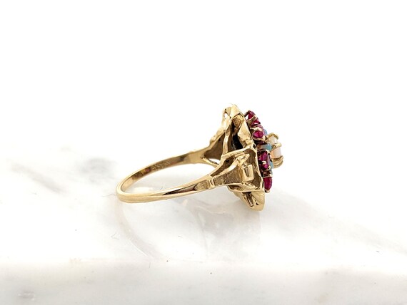 Opal and Lab ruby ring yellow gold 14kt - image 2