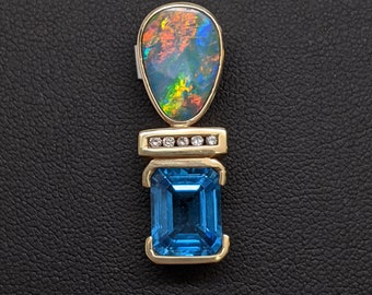 Opal and Blue Topaz Pendant