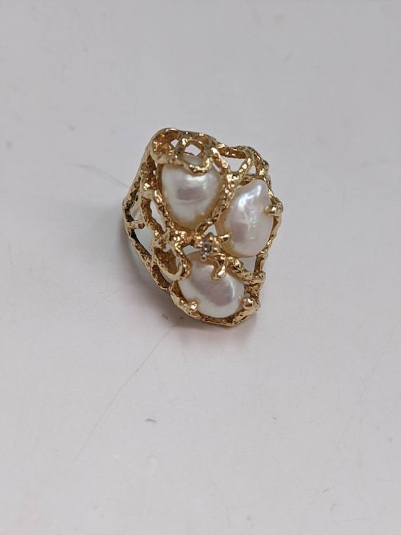 Fresh water pearl and diamond ring - image 6