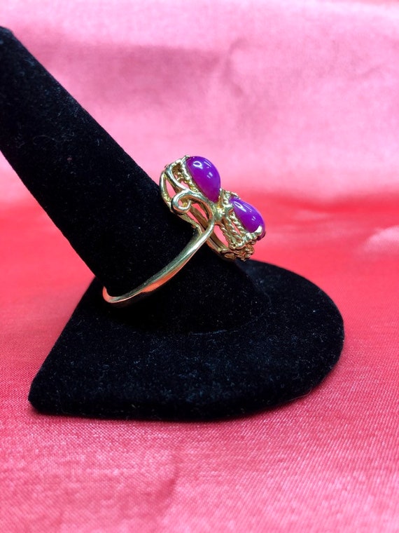 Vintage Star Ruby Ring 14K Yellow Gold - image 3