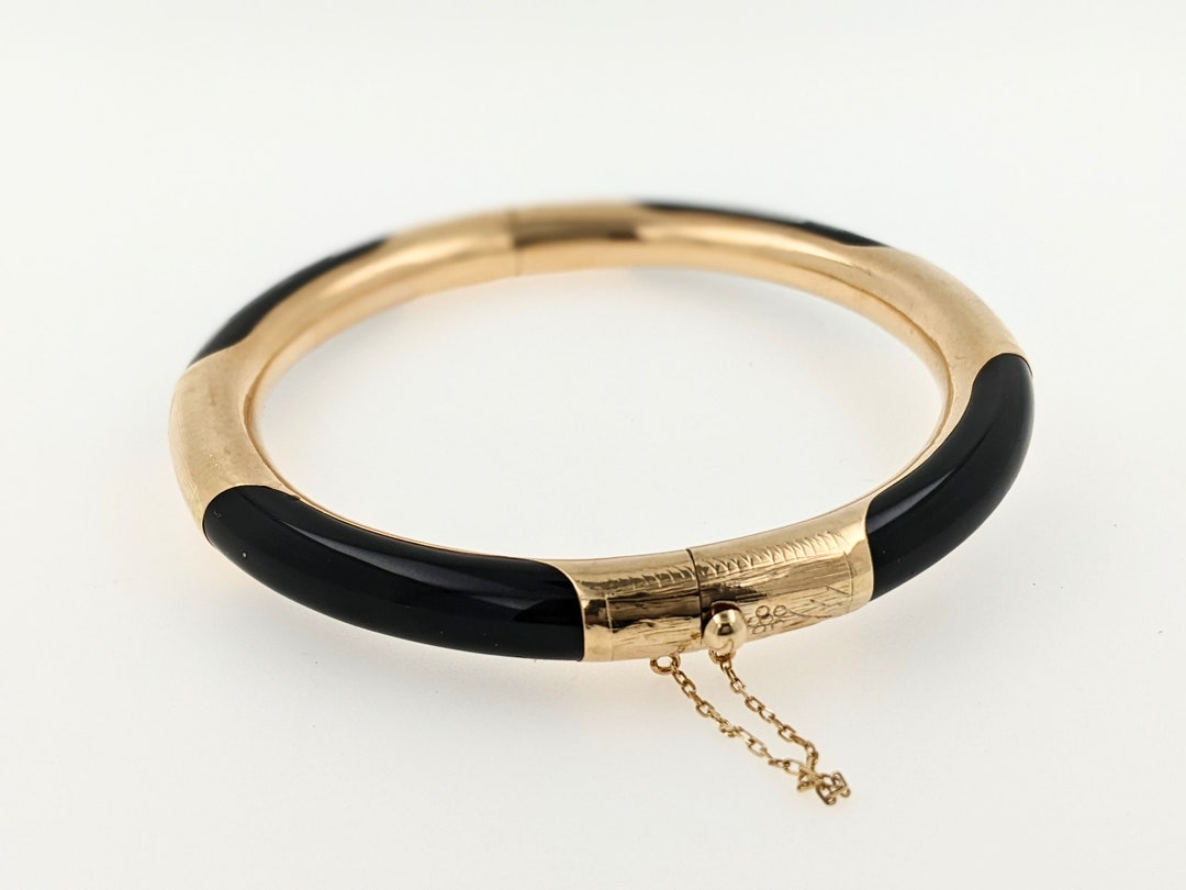 【あすつく】 Gold 14kt Black Etsy - Bracelet Hinged Onyx 小物