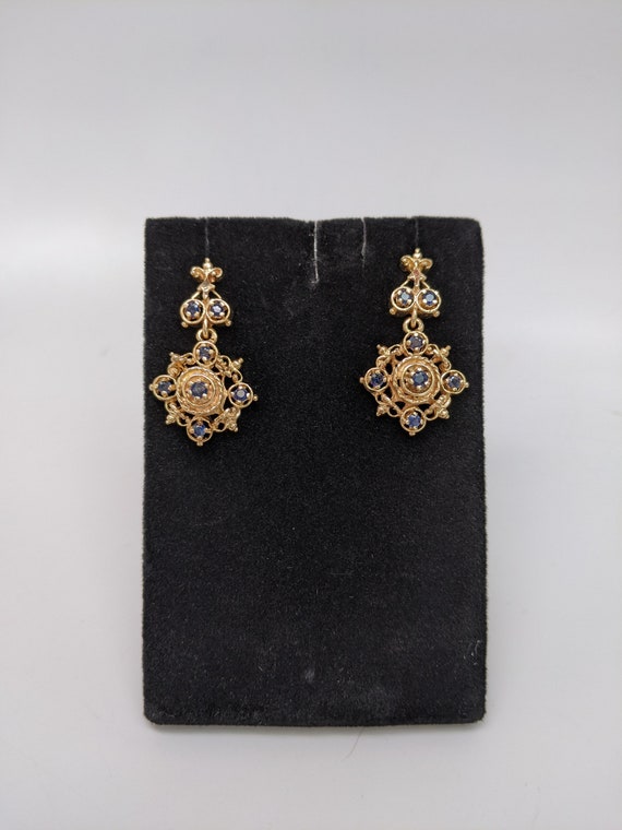 Victorian Style Sapphire Earrings - image 3