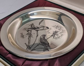 Audubon society bird sterling silver plates