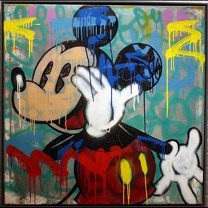 Mickey Mouse Graffiti Wall Art For Kids Disney Cartoon Pop Etsy