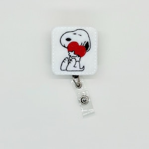 Dog with Heart Badge Reel, Interchangeable Badge Reel, Velcro Badge Reel