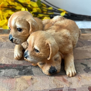 Homco Figurine Golden Labrador Retriever Statue | Dog Lover Gift | Masterpiece Porcelain 1987 | Made in Mexico Vtg 80s Puppy Dogs