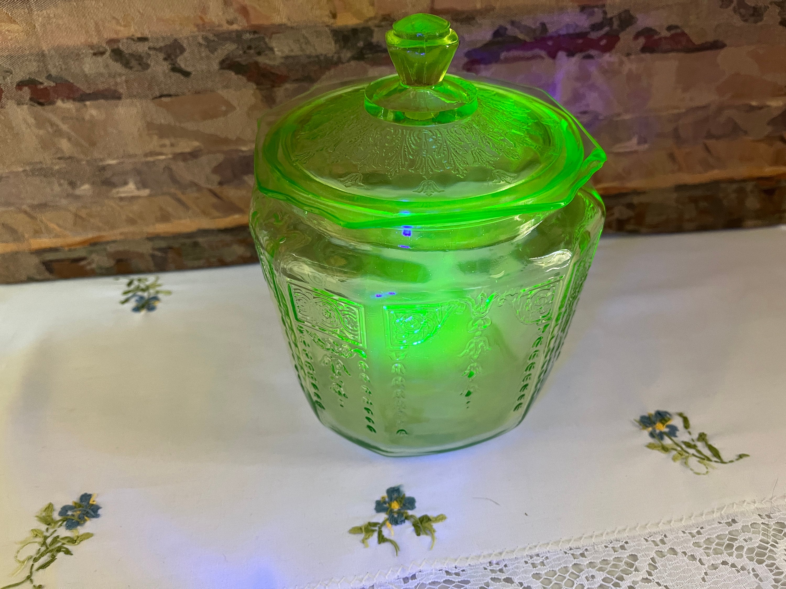 Hocking Green Depression Glass Cookie Jar Canister - Ruby Lane