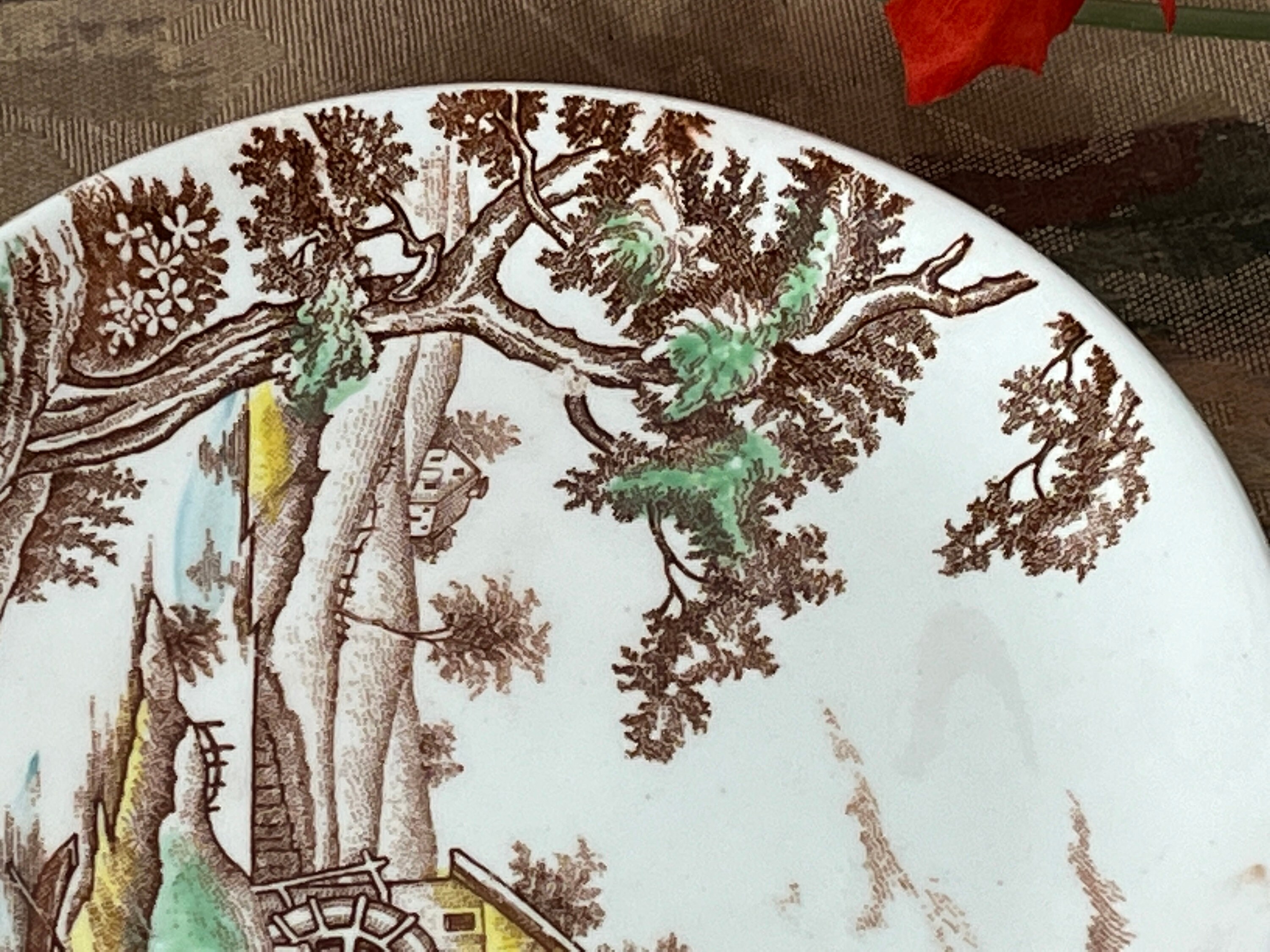 Vtg Dishes / Plates Marked JAPAN | Scenic Barn Farm Saw Mill