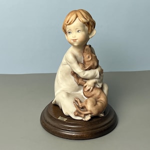 置物 g. Armani Giuseppe Armani DOG CHILDREN Boy With Dog Armani - Etsy