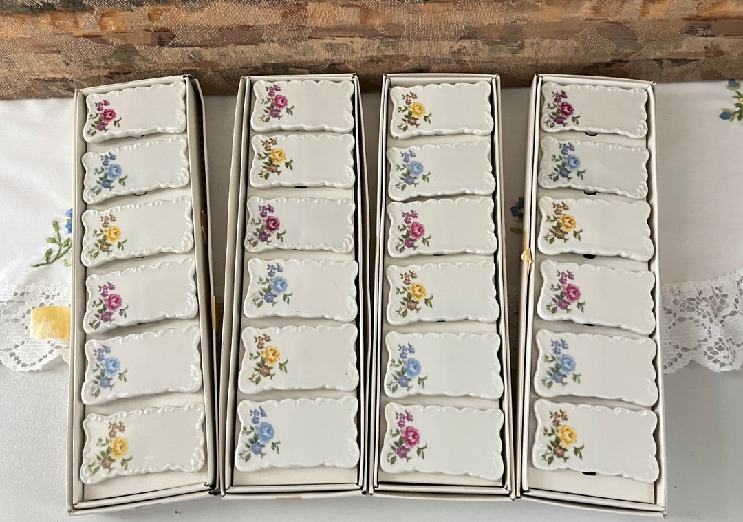 Shafford Porcelain Name Plates 24 Floral Place Cards 4 Etsy