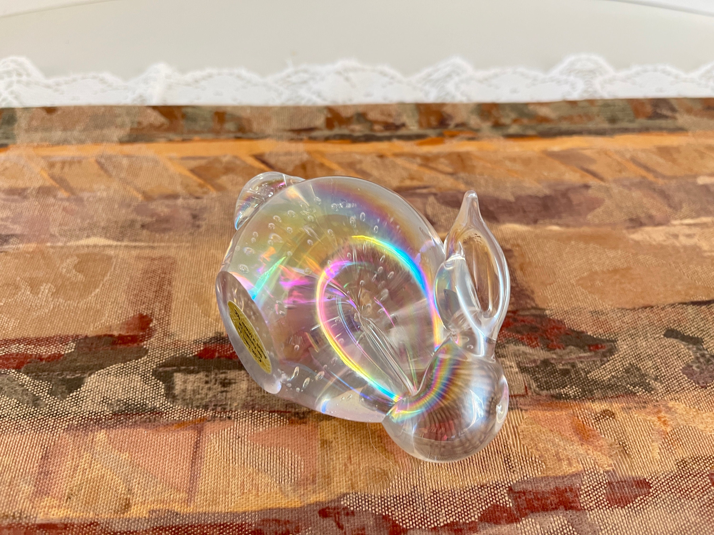 Iridescent Bunny Rabbit Paperweight, Dakin Vintage Art Glass 1990 - Etsy