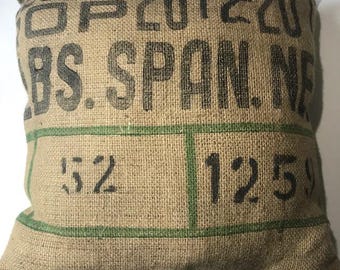 Rustic coffee sack pillow