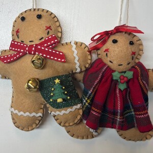 Gingerbread man ornaments, tree ornaments, ornaments, felt ornaments, Christmas ornaments,
