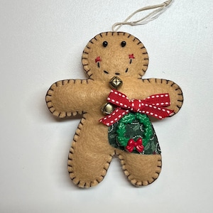 Gingerbread man ornament, gingerbread man, ornament, felt gingerbread man, tree ornament, Christmas decor, Christmas ornament, tree decor
