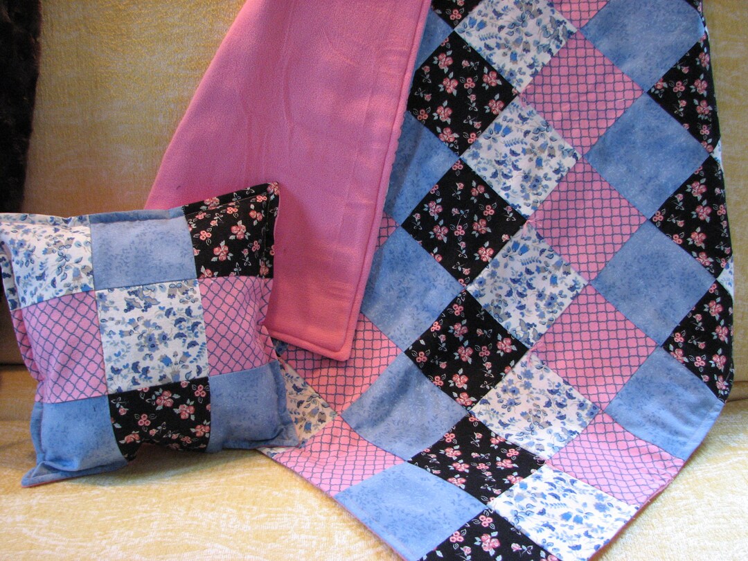 Hand Quilted Fleece Backed Baby Quilt and Matching Pillow Etsy
