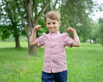 Boy Shirt '' Mateo '', Linen Shirts, Natural Shirt, Toddler Shirt, Boys Shirts, Pink Shirt, Summer Shirts, Boys Clothing, Handmade