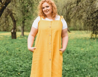 Linen Dress “Vilma”, Sarafan Dress, Linen Loose Dress, Plus Size Dress, Summer Dress, Women&#39;s Clothing, Dresses, Summer Clothing, Natural