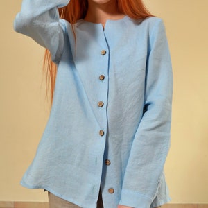 Long Sleeve Shirt “Holly”, Linen Blouse with Buttons, Oversized Blouse, Loose Blouse, Linen Shirt, Linen Tops
