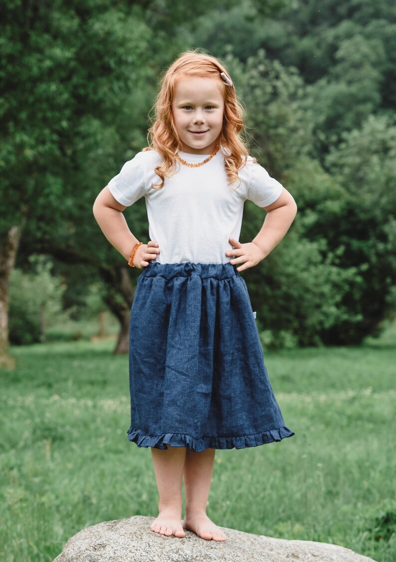 Linen Skirt ''Eda'' for Girls, Natural Linen Skirt, Toddler Skirt, Girls Skirts, Pink Skirt , Summer Clothing, Girls Clothing image 2