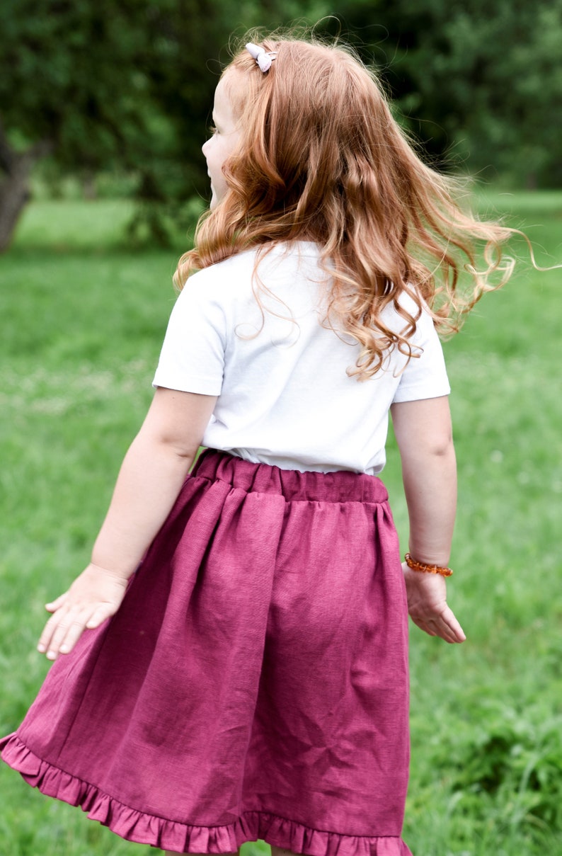 Linen Skirt ''Eda'' for Girls, Natural Linen Skirt, Toddler Skirt, Girls Skirts, Pink Skirt , Summer Clothing, Girls Clothing image 6