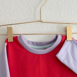 cute color block dress in lilac, red and cobalt blue to mix and match image 5