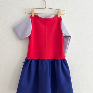 cute color block dress in lilac, red and cobalt blue to mix and match image 7