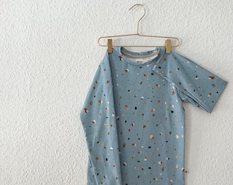 cooles Langarmshirt mit Planeten-/ Tupfenmuster in verwaschenem Blau