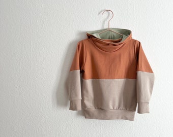 cool hoodie (or sweater) in pecan brown and soft grey-brown