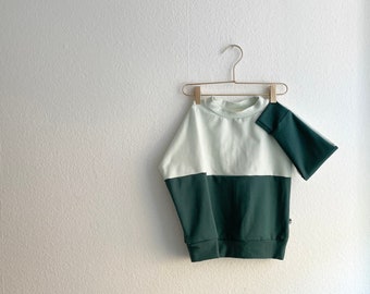 Color block sweater (or hoodie) in light mint and bistro green