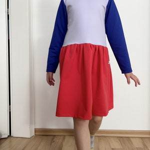 cute color block dress in lilac, red and cobalt blue to mix and match image 8