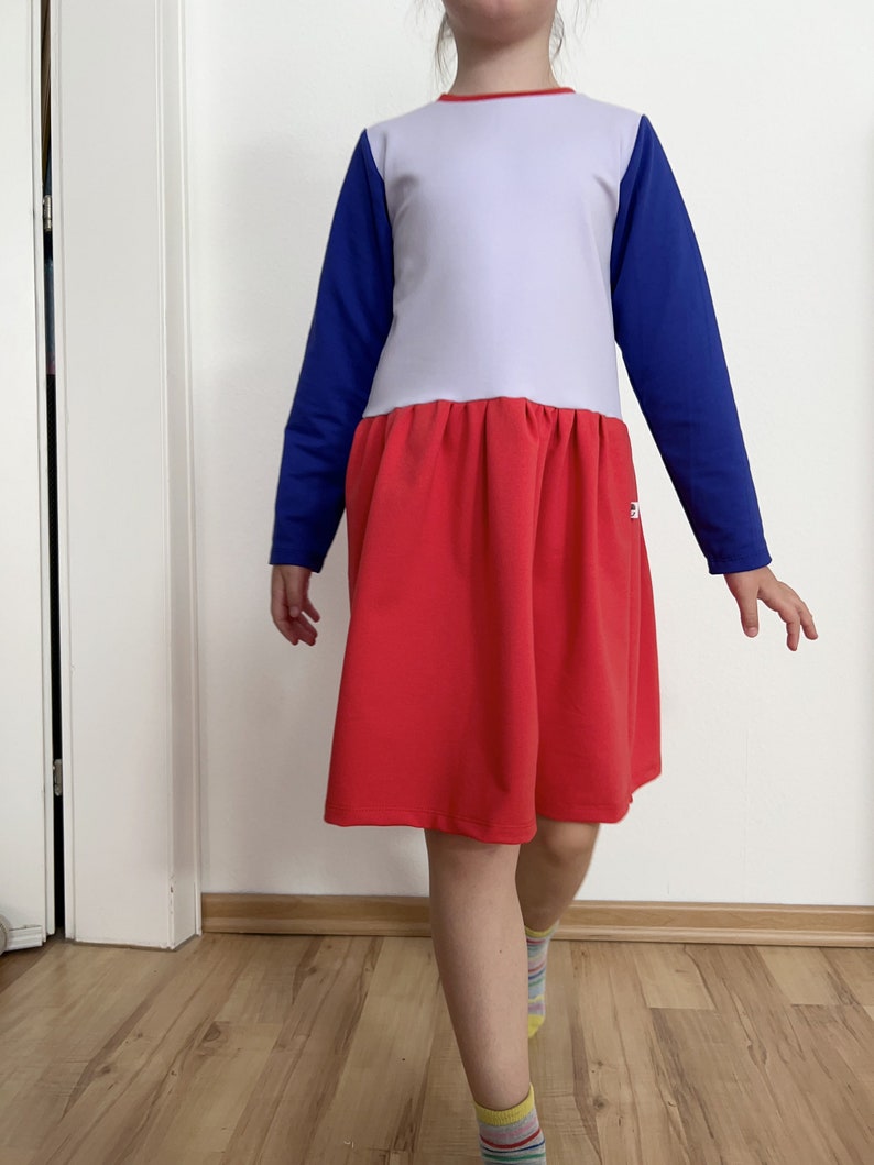 cute color block dress in lilac, red and cobalt blue to mix and match image 8