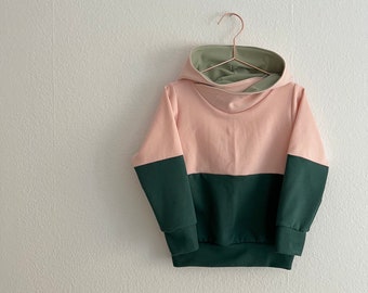 cooler Hoodie (oder Sweater) in hellem rosa und dunklem grün