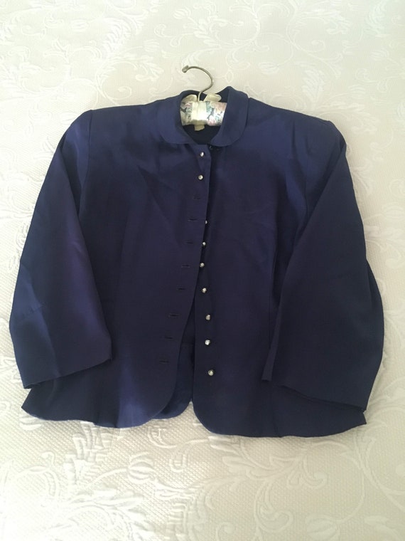 Vintage 1940s Navy Suit jacket with Rhinestone but