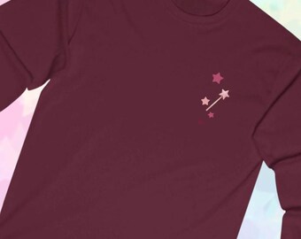 Long Sleeve T-Shirt – Whimsical Starry Wand Print, Magical Fairy Style
