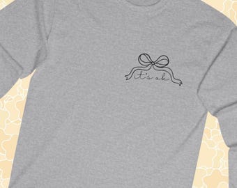Graphic Long Sleeve T-Shirt – "It's Ok" Bow Design, Mental Health Awareness
