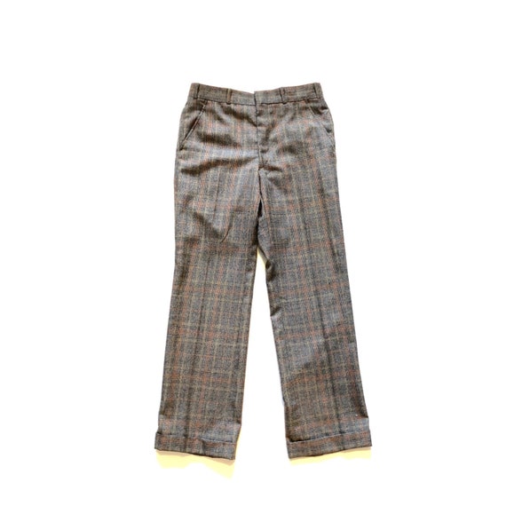 Vintage 70s Plaid Pants (Pleated) 34 x 33”